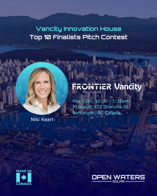 Open Waters Solar Named Top 10 Finalist at Frontier Collective’s Vancity Innovation House Pitch Competition During Web Summit Week
